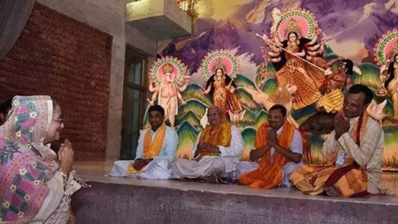 বাংলাদেশ,শেখ হাসিনা,দুর্গা পুজো ২০২৩,প্যান্ডেল পরিদর্শন